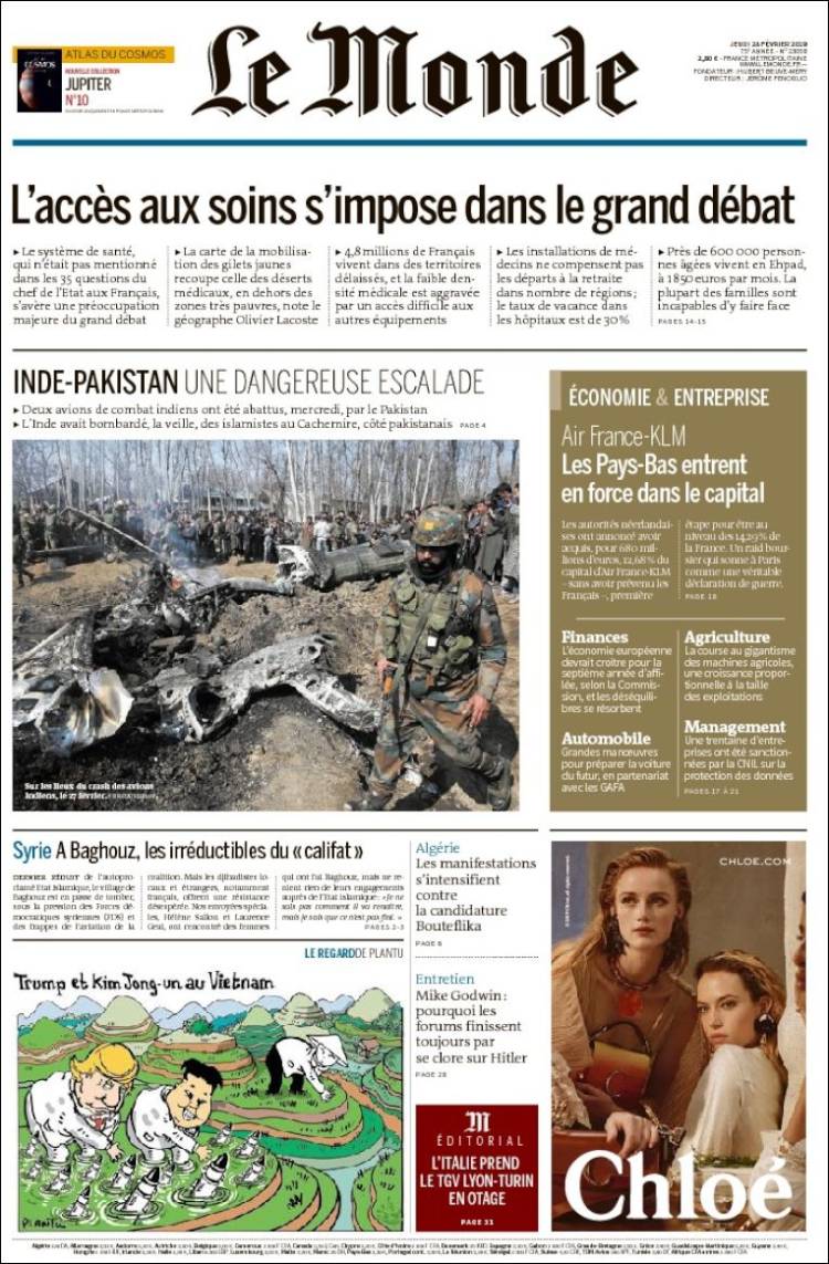Portada de Le Monde (Francia)