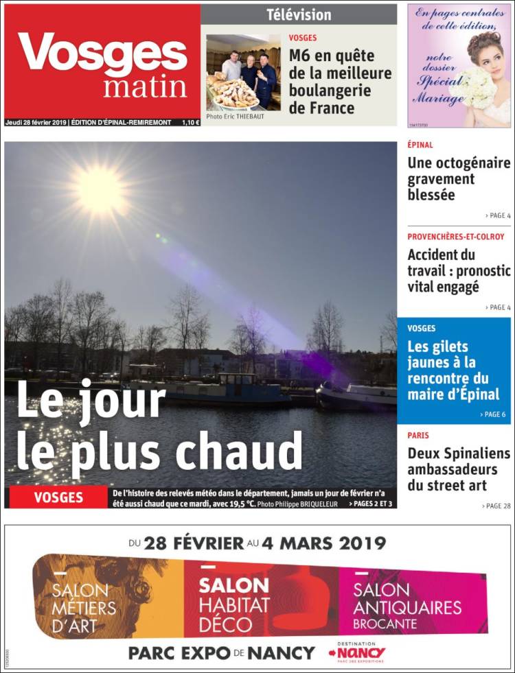 Portada de Vosges Matin (Francia)