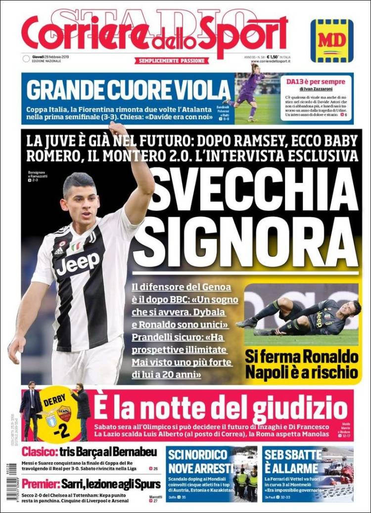 Portada de Corriere dello Sport (Italia)