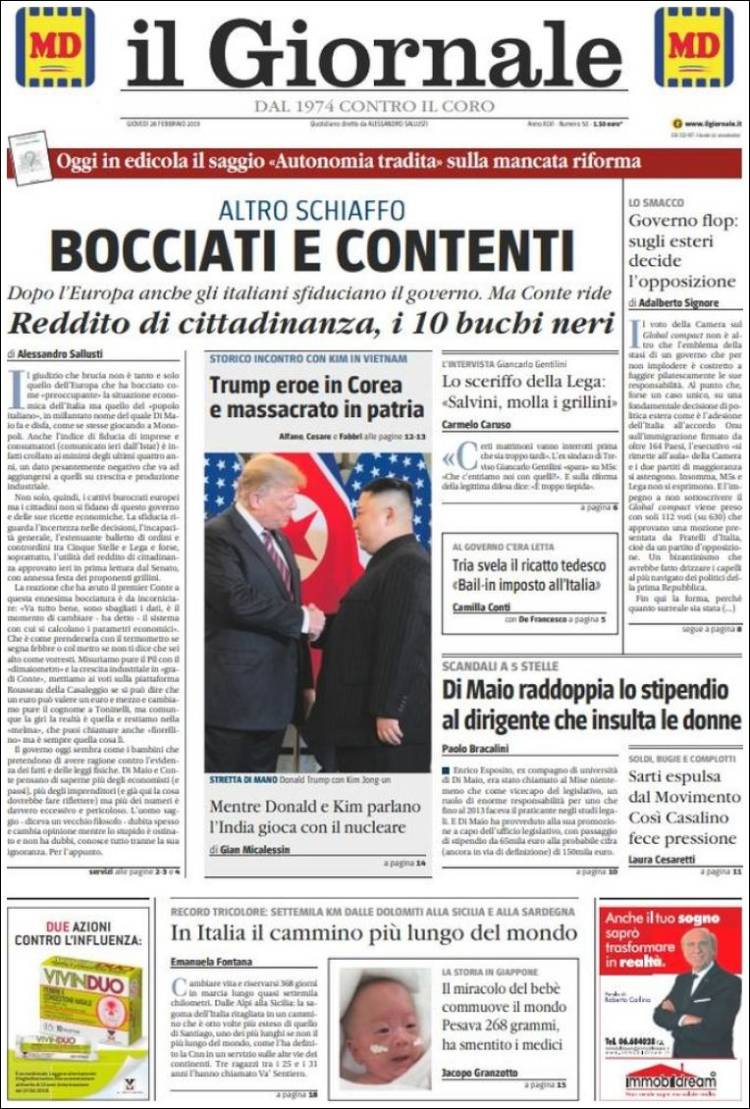 Portada de il Giornale (Italia)