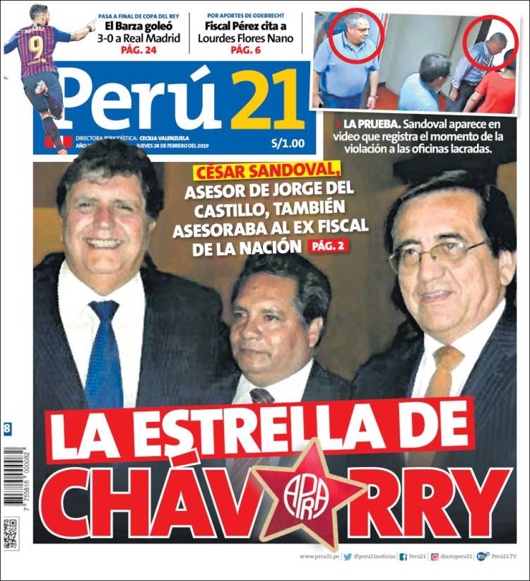Portada de Perú 21 (Perú)