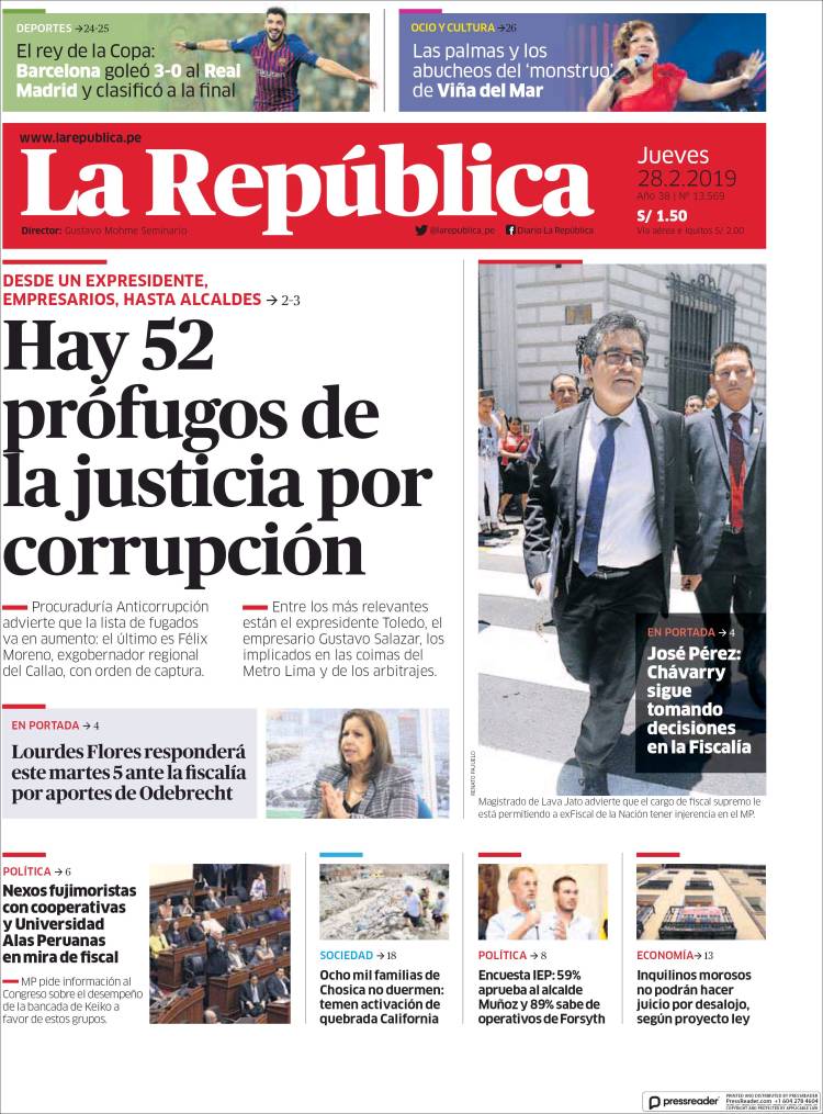Portada de La Republica (Perú)