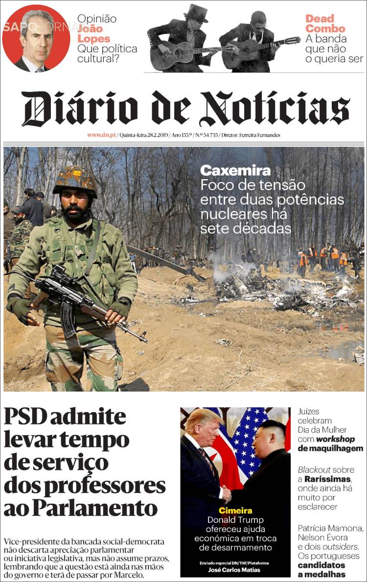 Portada de Diário de Noticias (Portugal)