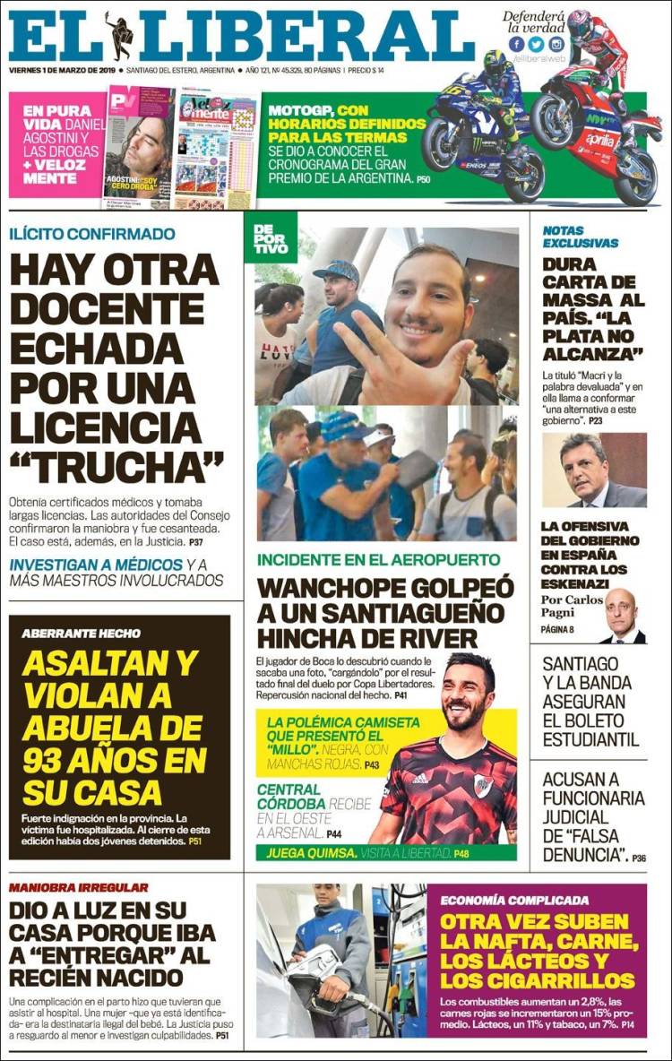 Portada de Diario El Liberal (Argentina)