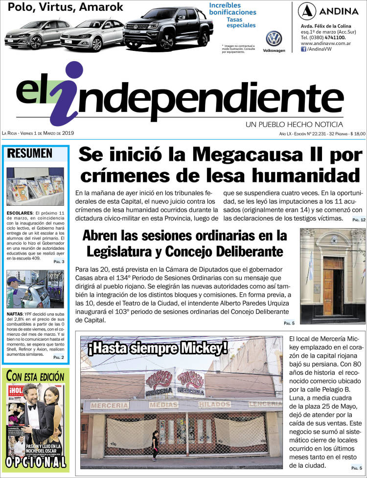 Portada de El Independiente (Argentina)