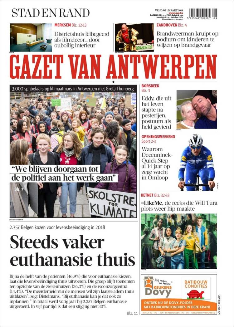 Portada de Gazet van Antwerpen (B&eacute;lgica)