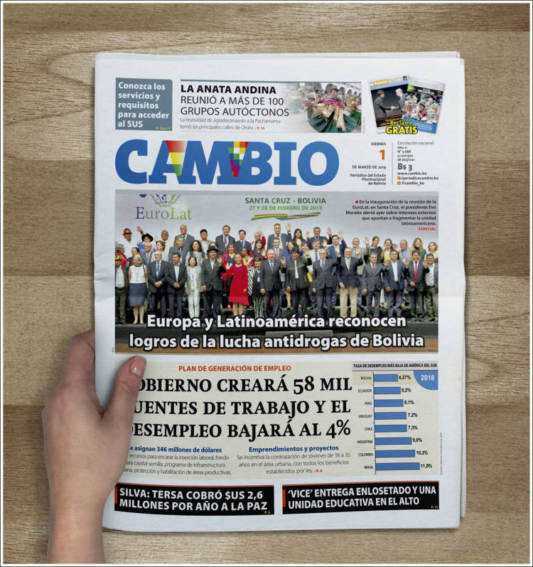 Portada de Cambio (Bolivia)