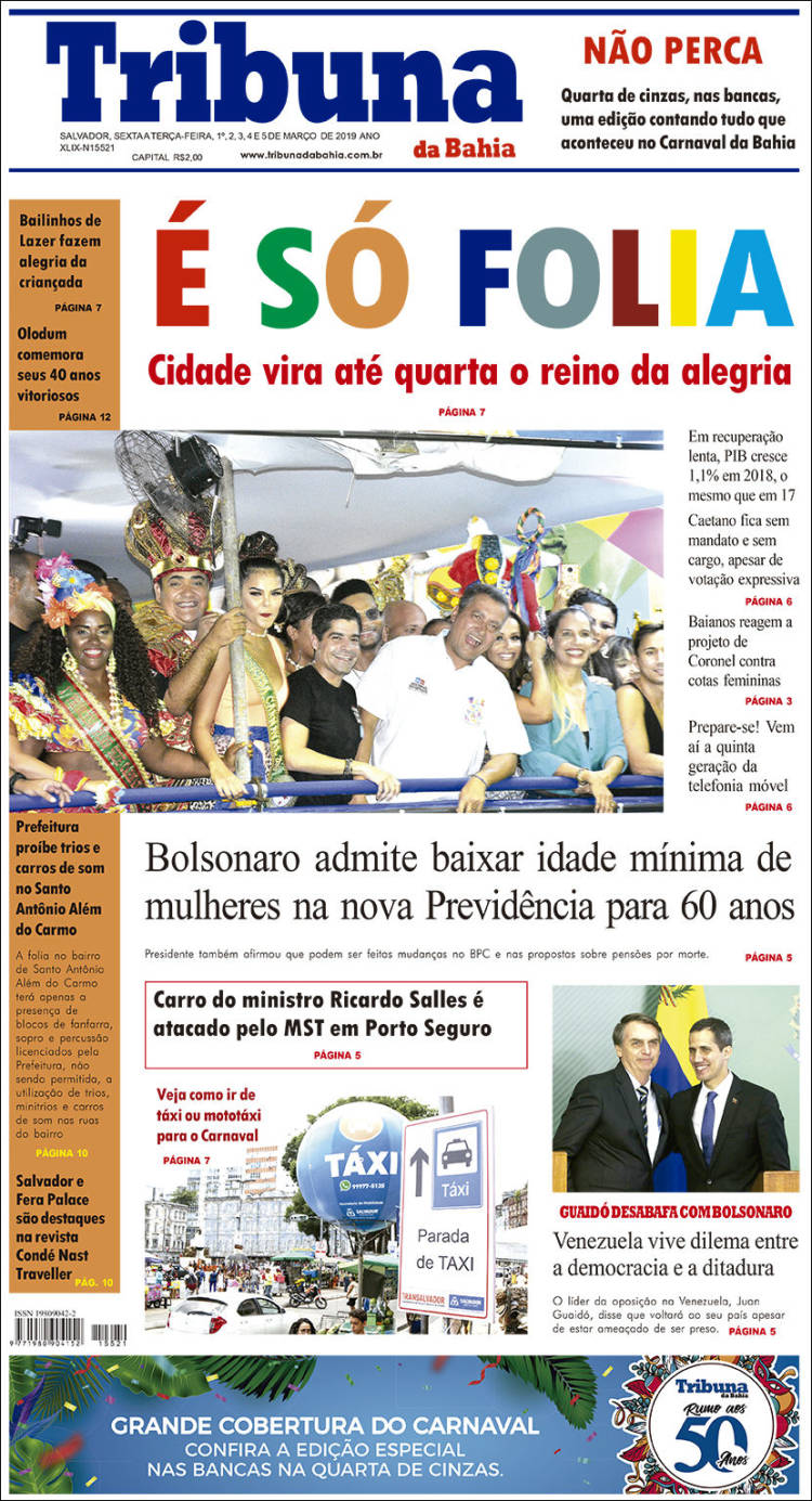 Portada de Tribuna da Bahia (Brasil)