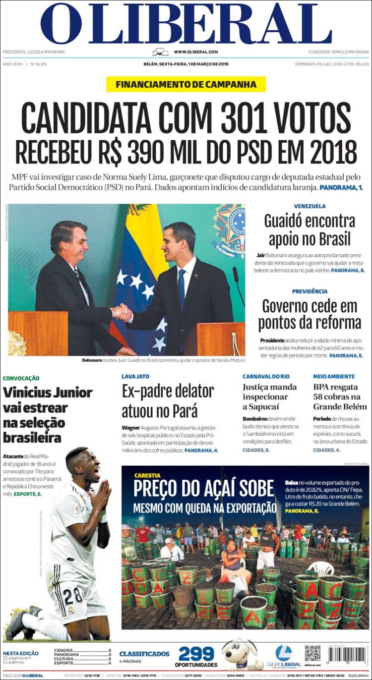 Portada de O Liberal (Brasil)