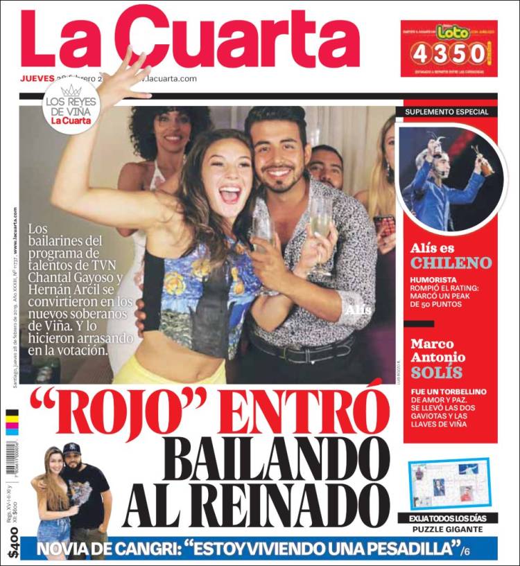 Portada de La Cuarta (Chile)