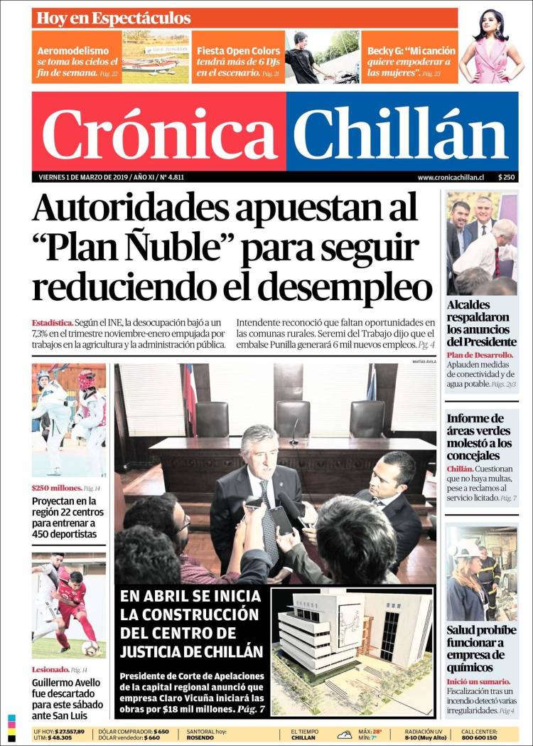 Portada de Crónica Chillán (Chile)