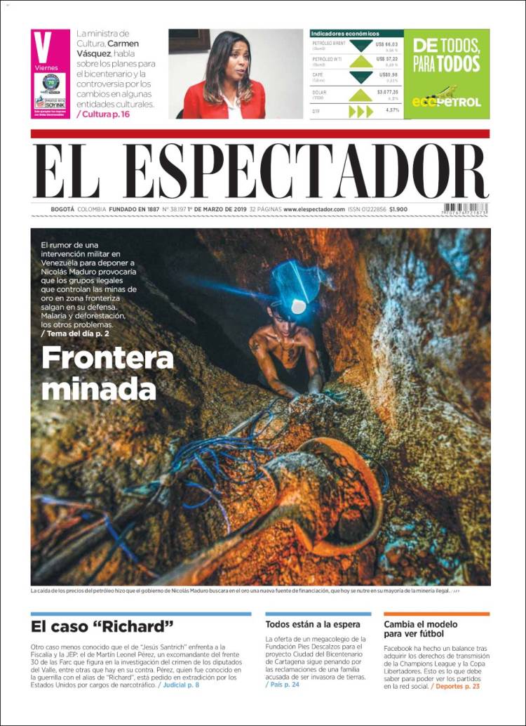 Portada de El Espectador (Colombia)