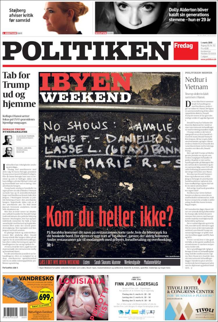 Portada de Politiken (Dinamarca)