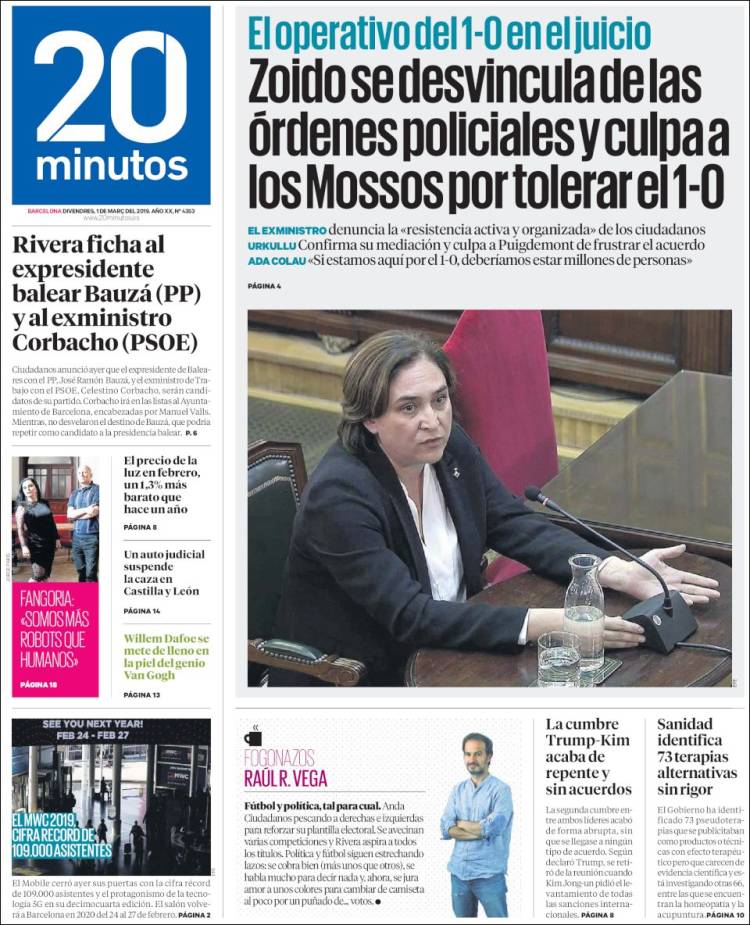 Portada de 20 Minutos - Barcelona (Spain)