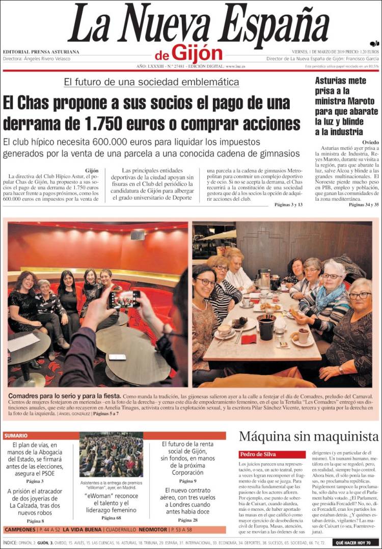 Portada de La Nueva España - Gijón (Spain)