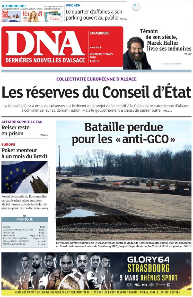 Portada de Les Dernières Nouvelles d'Alsace (Francia)