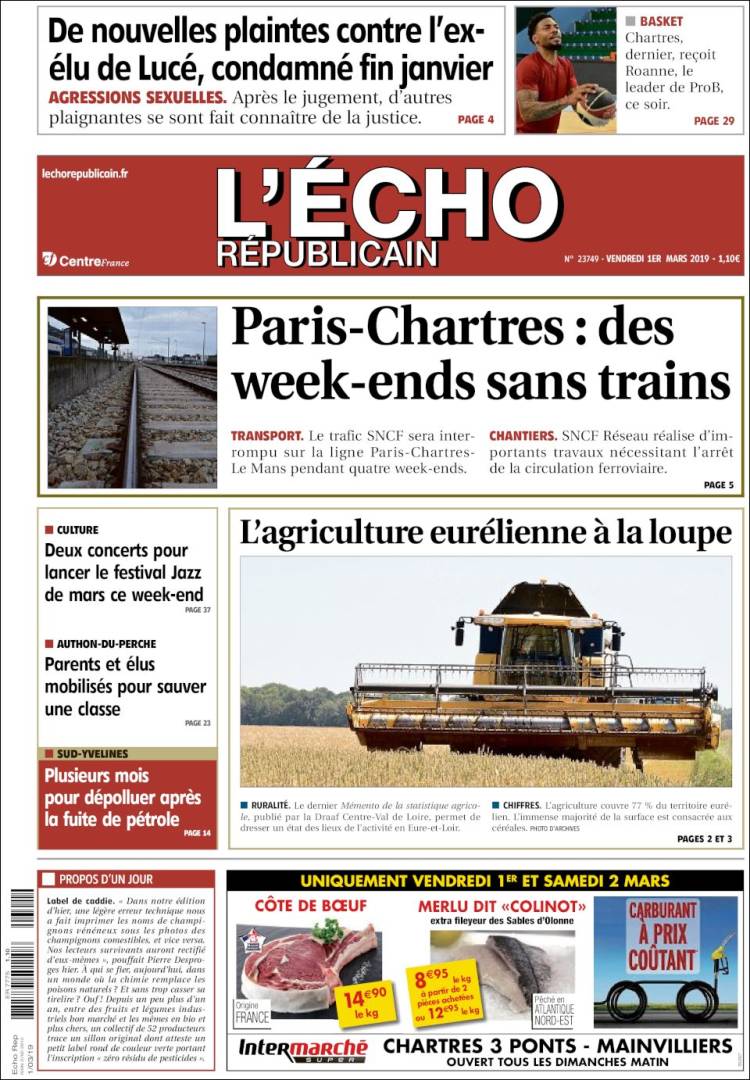 Portada de L'Echo Républicain (Francia)