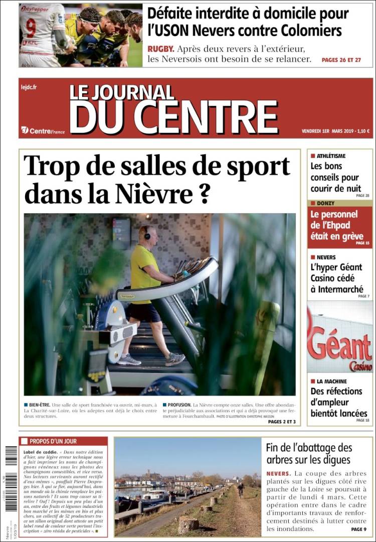 Portada de Le Journal du Centre (Francia)