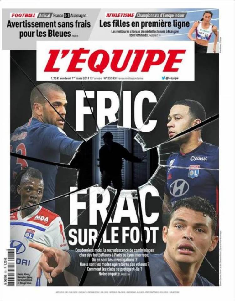 Portada de L'Equipe (Francia)