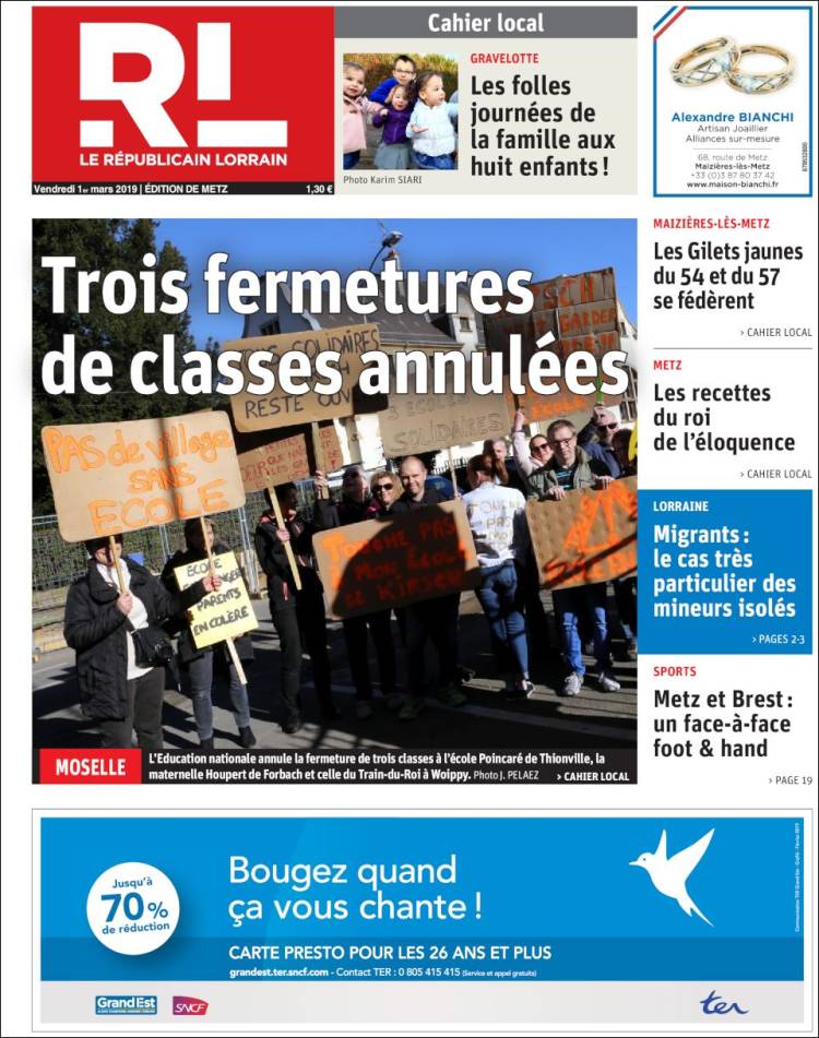 Portada de Le Republicain Lorrain (Francia)