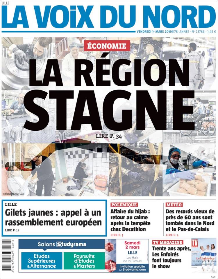 Portada de La Voix du Nord (Francia)