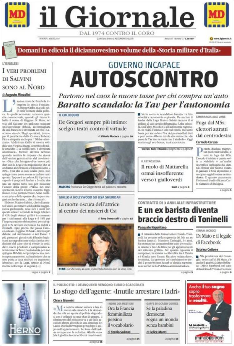 Portada de il Giornale (Italia)