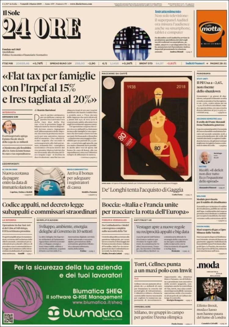 Portada de Il Sole 24 ORE (Italia)