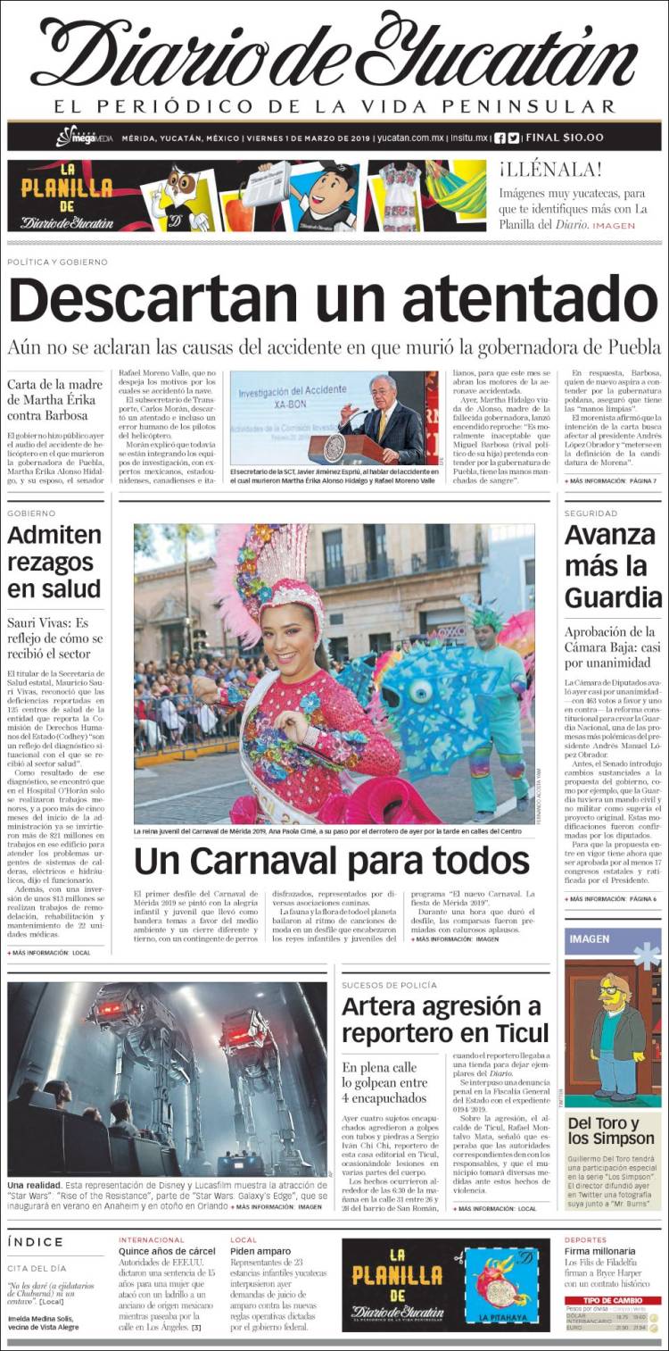Portada de Diario de Yucatán (México)