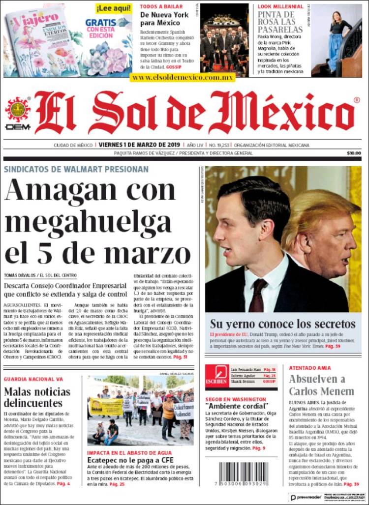 Portada de El Sol de México (México)