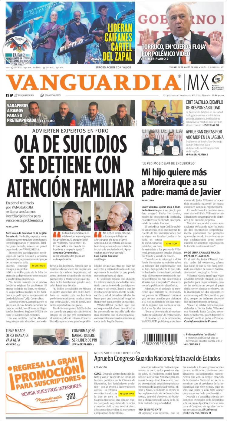 Portada de Vanguardia (México)