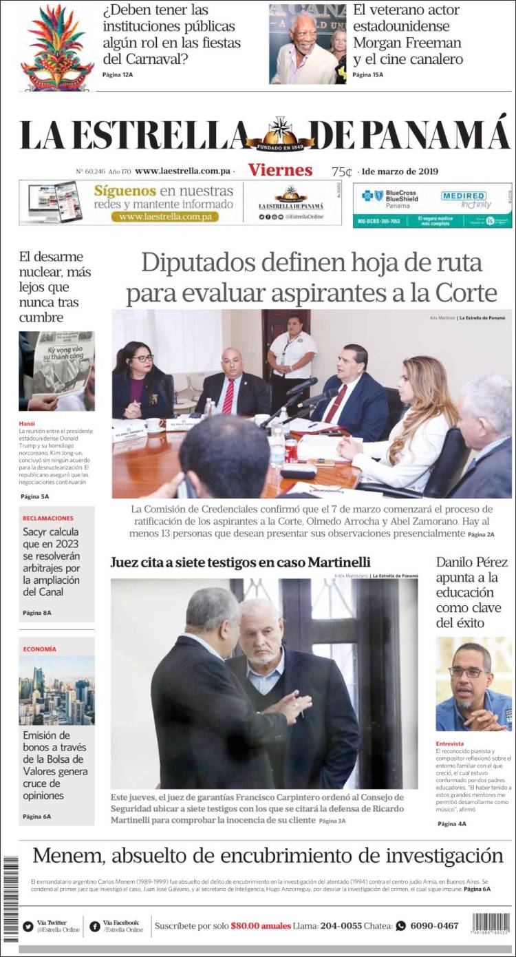 Portada de La Estrella de Panamá (Panam&aacute;)