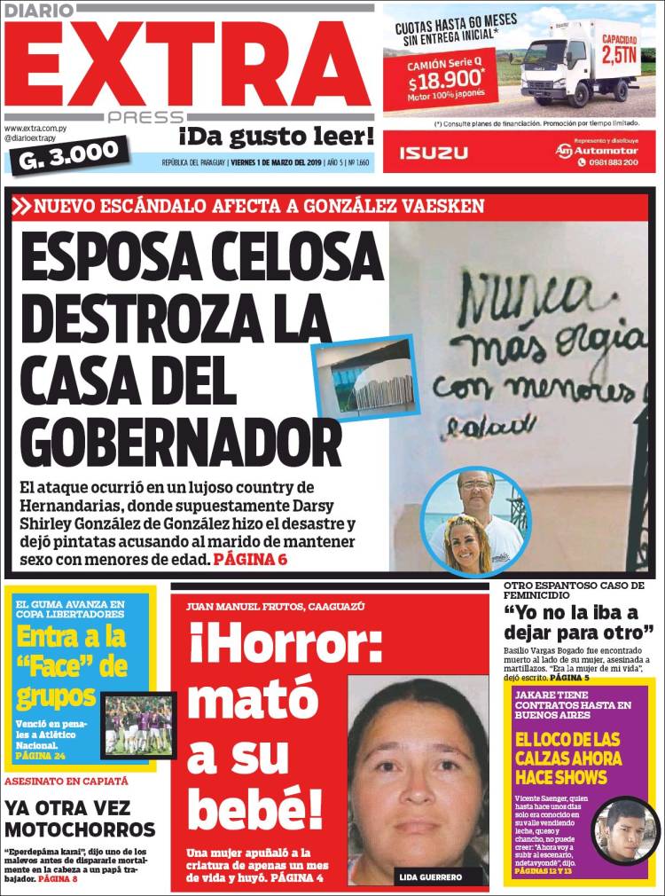 Portada de Diario Extra (Paraguay)