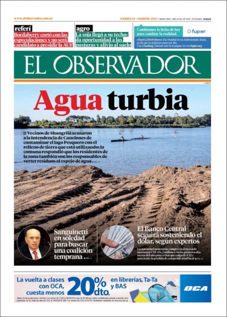 Portada de El Observador (Uruguay)