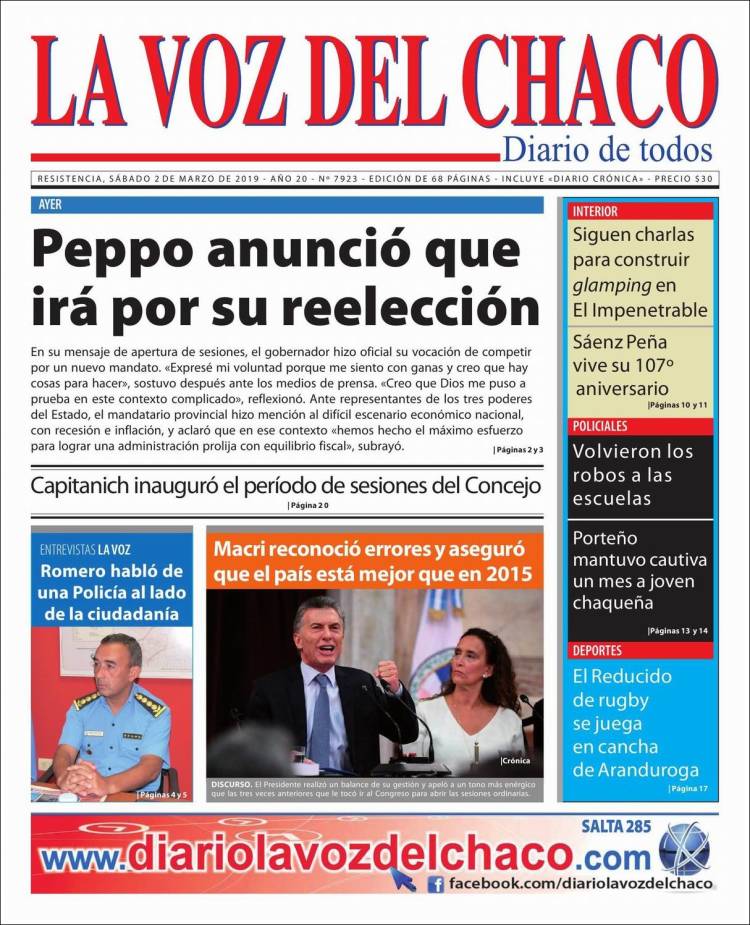 Portada de La Voz del Chaco (Argentina)