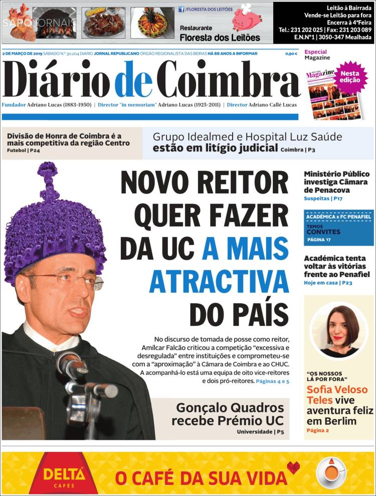 Portada de Diário de Coimbra (Portugal)