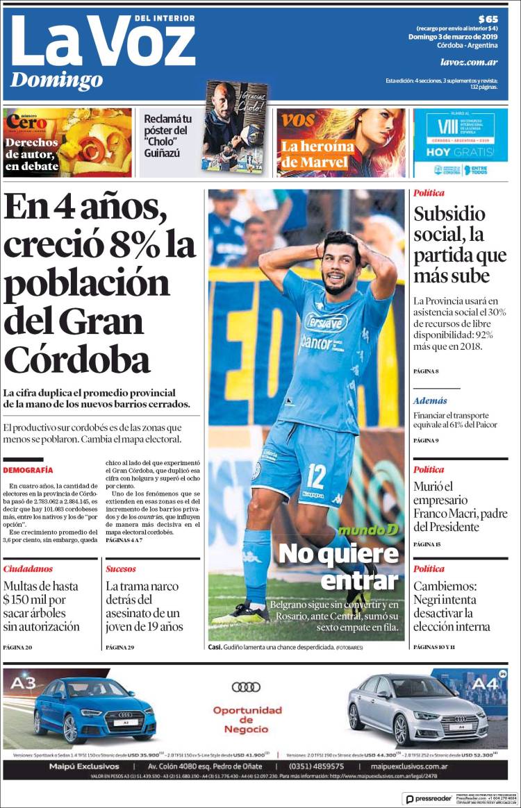 Portada de La Voz del Interior (Argentina)