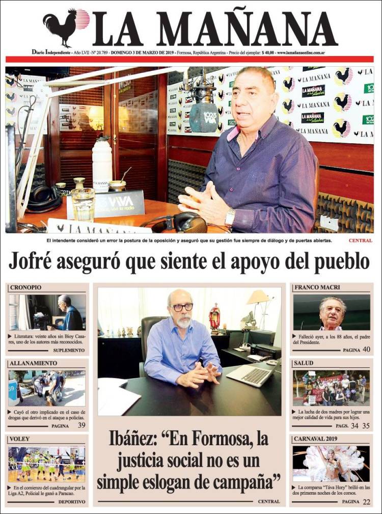 Portada de Diario La Mañana (Argentina)