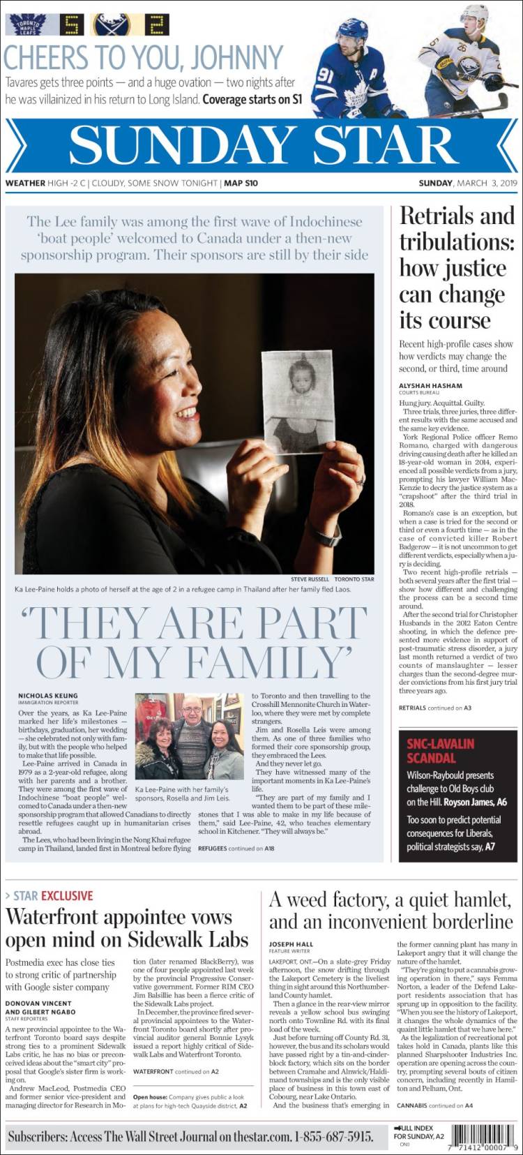 Portada de The Toronto Star (Canadá)