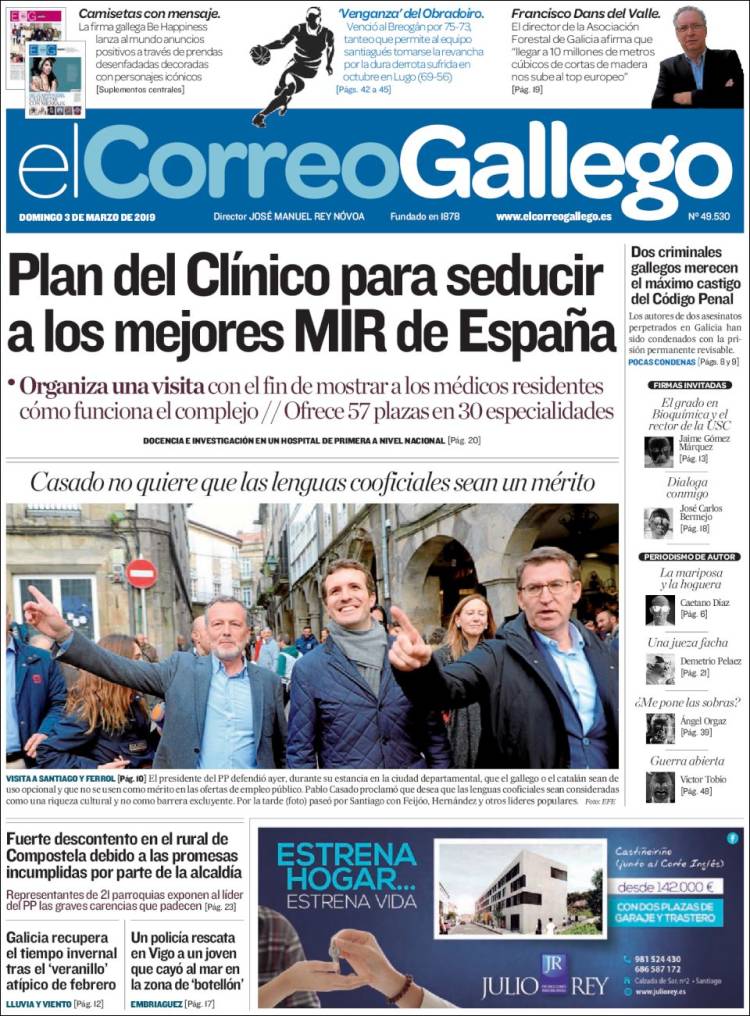 Portada de El Correo Gallego (España)