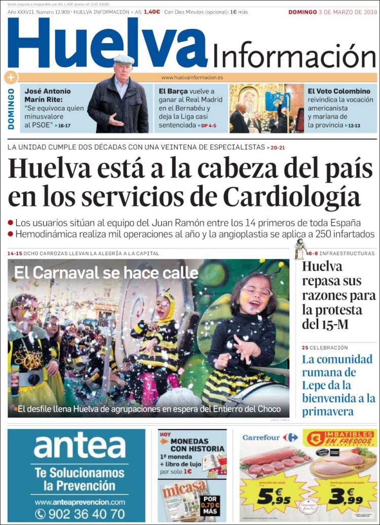 Portada de Huelva Información (España)