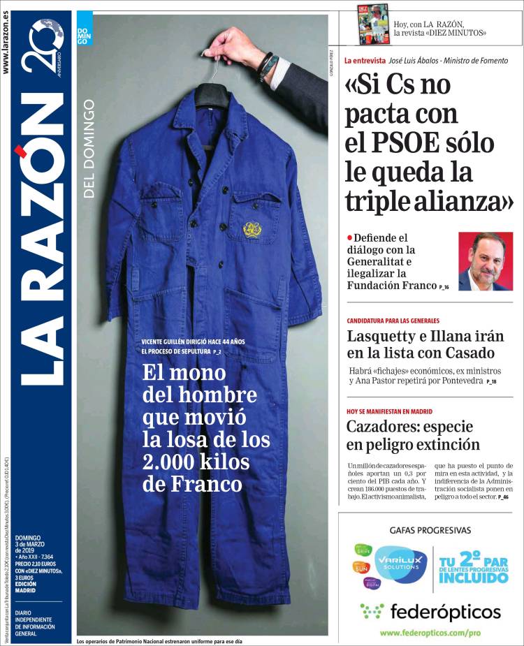 Portada de La Razón (España)