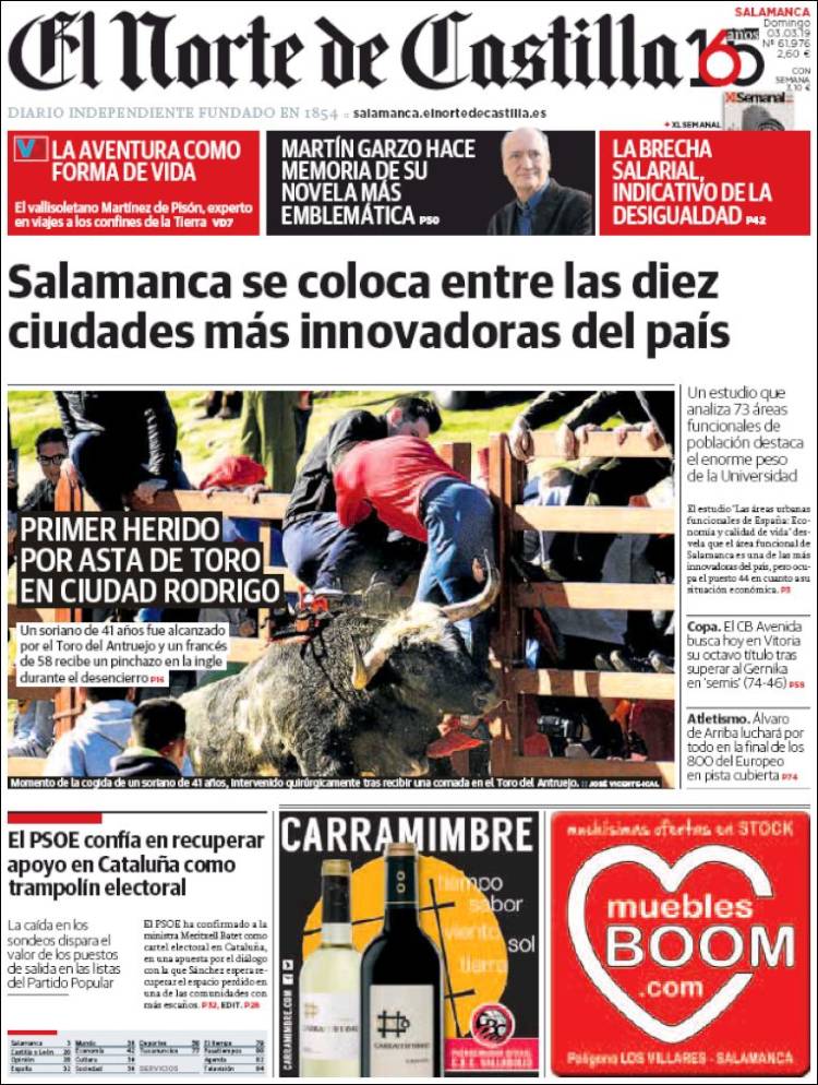 Portada de Norte de Castilla - Salamanca (España)