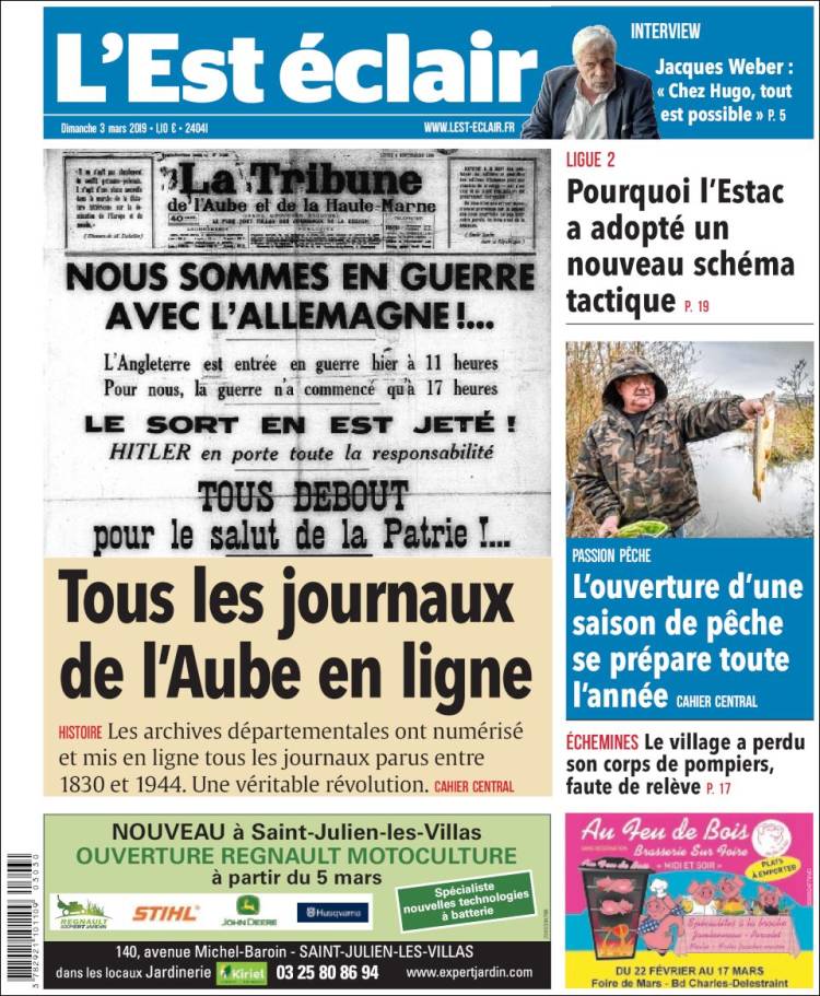 Portada de L'Est Eclair (Francia)