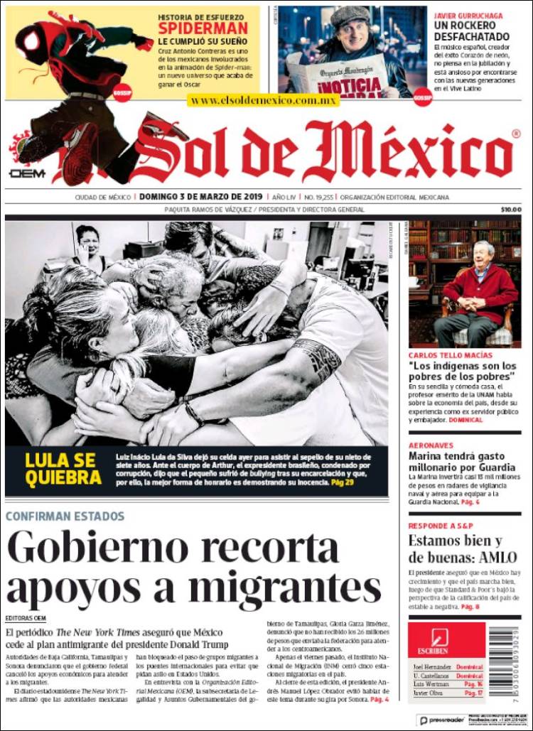 Portada de El Sol de México (M&eacute;xico)