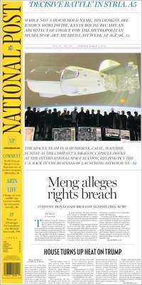 Portada de The National Post (Canadá)