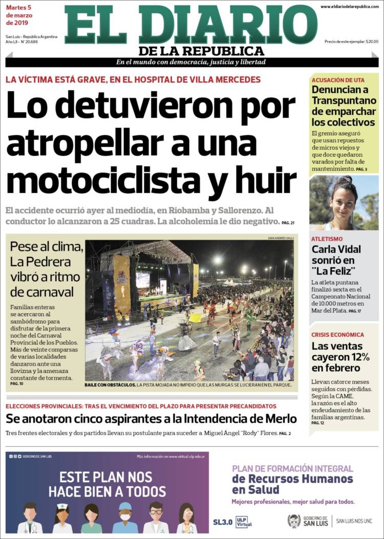 Portada de Diario de la República (Argentina)