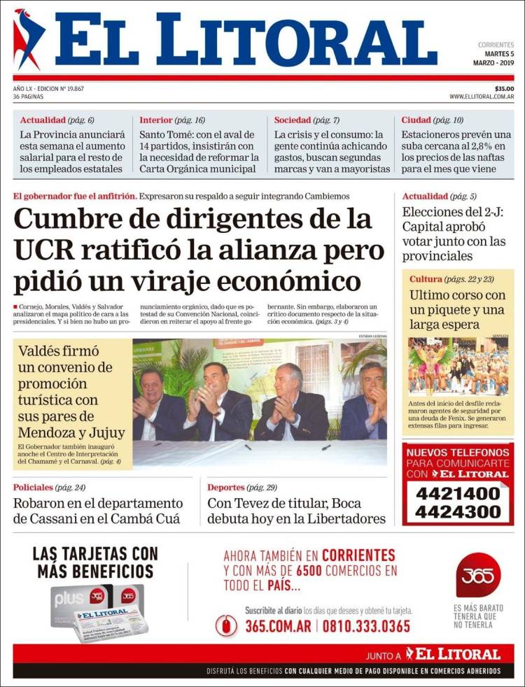 Portada de El Litoral Corrientes (Argentina)