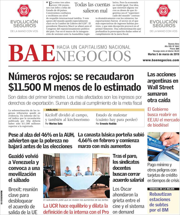 Portada de Buenos Aires Económico (Argentina)