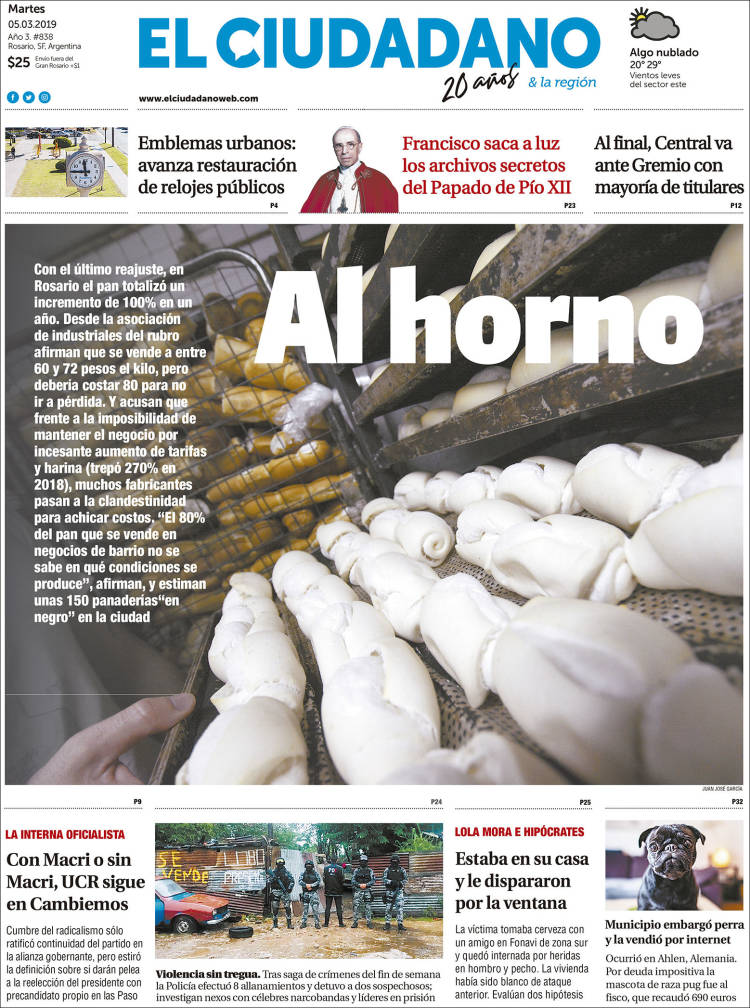 Portada de Diario El Ciudadano (Argentina)