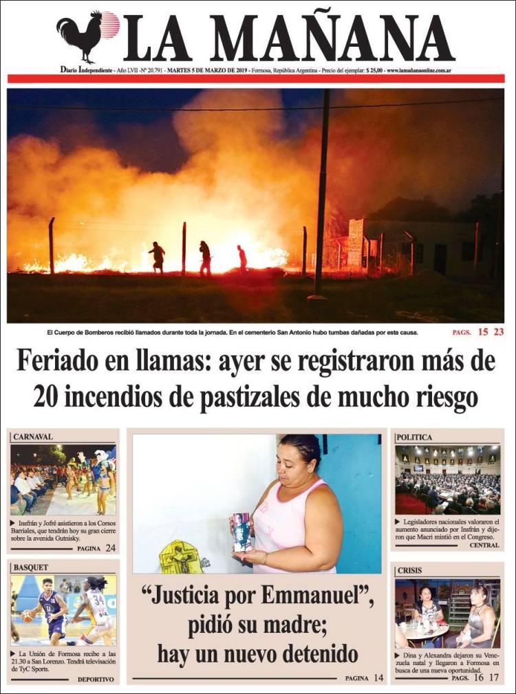 Portada de Diario La Mañana (Argentina)